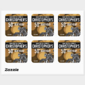 Motorthema, 50e verjaardag, Goud en zwart Vierkante Sticker (Vel)