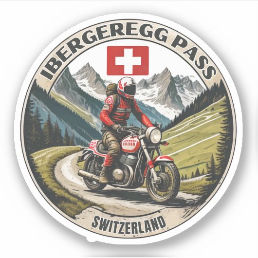 Motortoerist Iberdelg Pass Swiss-alps Sticker (Voorkant)