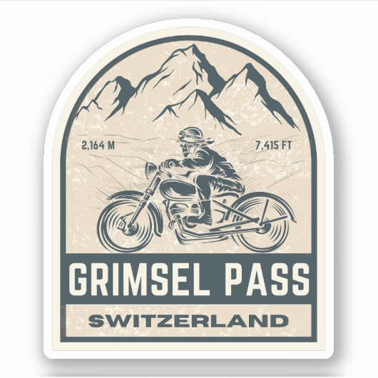 Motortournee door Grimsel Pass Swiss-alps Sticker (Voorkant)