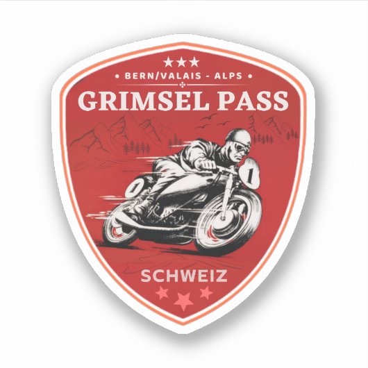 Motortournee door Grimsel Pass Swiss-alps Sticker (Voorkant)