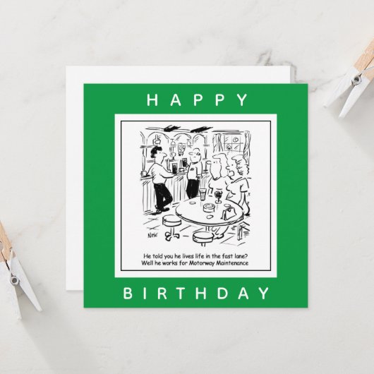 Motorway Maintenance Life in the Fast Lane Cartoon Kaart (Voorkant / Achterkant in situ)