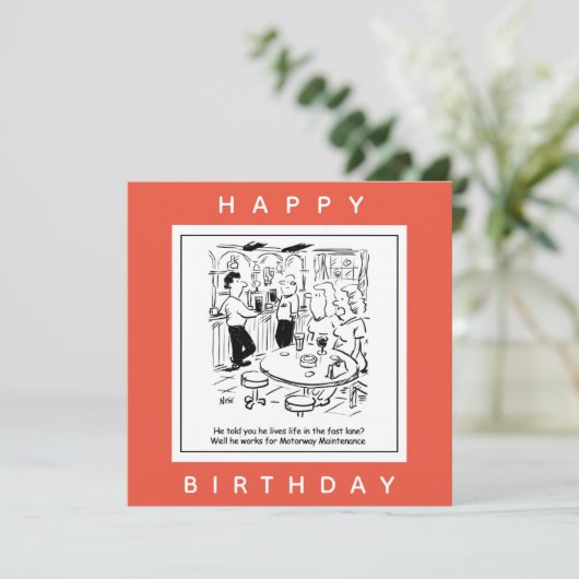 Motorway Maintenance Life in the Fast Lane Cartoon Kaart (Staand voorkant)