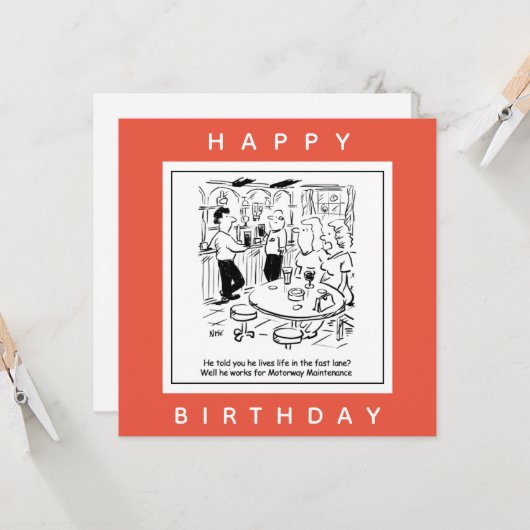 Motorway Maintenance Life in the Fast Lane Cartoon Kaart (Voorkant / Achterkant in situ)