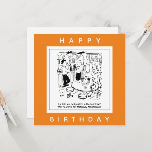 Motorway Maintenance Life in the Fast Lane Cartoon Kaart (Voorkant / Achterkant in situ)