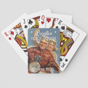Motorweek Poker Rit Vintage Uiterlijk Koppel Stadn Pokerkaarten