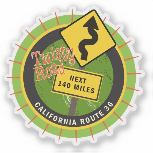 Motorweg California Route 36 Sticker (Voorkant)