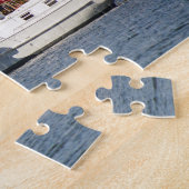Motorzeilboot voor anker legpuzzel (Zijkant)