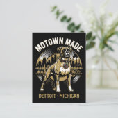 Motown Made Detroit Boxer Dog Labor & Music Pride  Briefkaart (Staand voorkant)