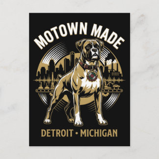 Motown Made Detroit Boxer Dog Labor & Music Pride  Briefkaart