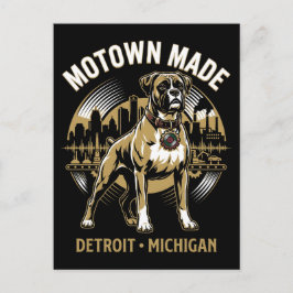 Motown Made Detroit Boxer Hond Arbeid & Muziek Tro Briefkaart