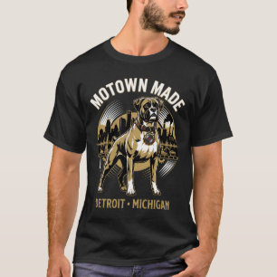 Motown Made Detroit Boxer Hond Arbeid & Muziek Tro T-shirt