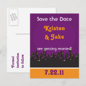 Motown Paars Aankondigingskaart (Voorkant / Achterkant)