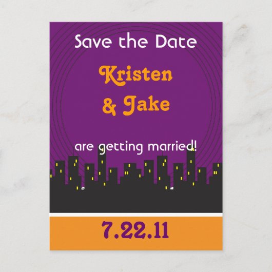 Motown Paars Aankondigingskaart (Voorkant)