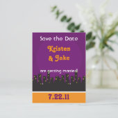 Motown Paars Aankondigingskaart (Staand voorkant)