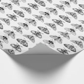 Motten in grijs, zwart en wit cadeaupapier (Hoek)