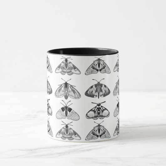 Motten in grijs, zwart en wit mok (Midden)