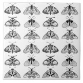 Motten in grijs, zwart en wit tegeltje (Voorkant)