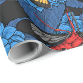 Motten op blauwe hortensia cadeaupapier (Rol Hoek)