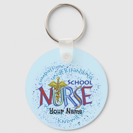 Motto aangepaste School Nurse Sleutelhanger (Voorkant)