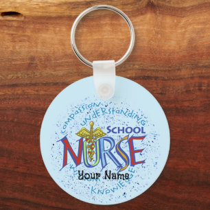 Motto aangepaste School Nurse Sleutelhanger
