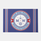 Motto monogram Nautical Logo Anchor Wheel Deurmat (Voorkant)