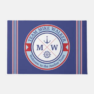 Motto monogram Nautical Logo Anchor Wheel Deurmat
