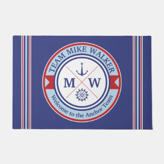 Motto monogram Nautical Logo Anchor Wheel Deurmat