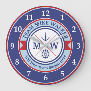 Motto monogram Nautical Logo Anchor Wheel Grote Klok