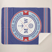 Motto monogram Nautical Logo Anchor Wheel Sherpa Deken (Voorkant (horizontaal))