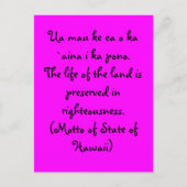 Motto van Hawaii Briefkaart (Voorkant)