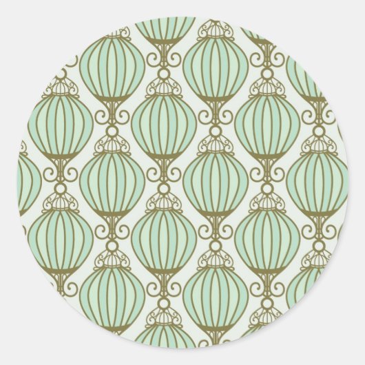 Motton Blue Pattern Ronde Sticker (Voorkant)