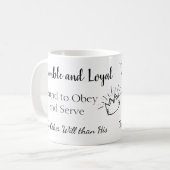 Motto's van de Six Tudor Queens op een Mok (Voorkant links)