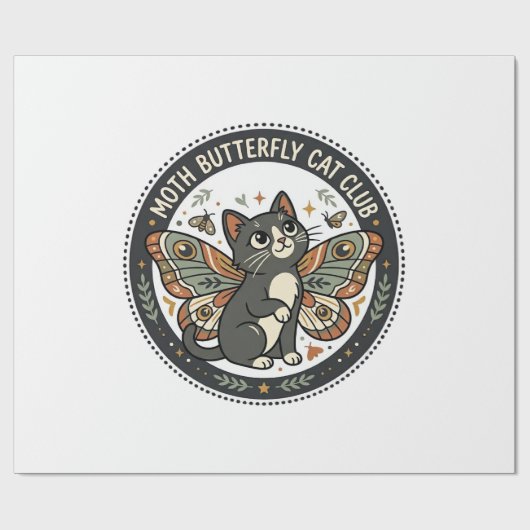 Motvlinder Kat POD Vector Kunst - Motvlinder Cadeaupapier (Vlak)
