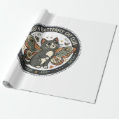 Motvlinder Kat POD Vector Kunst - Motvlinder Cadeaupapier (Uitgerold)