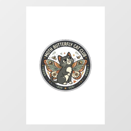 Motvlinder Kat POD Vector Kunst - Motvlinder Raamsticker (Vel)