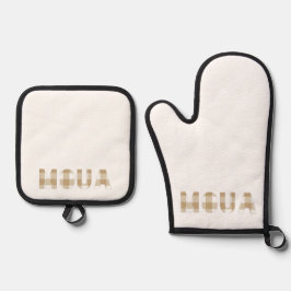 Moua Hmong Achternaam Beige Schotlandse Ruit  Ovenwant & Pannenlap Set