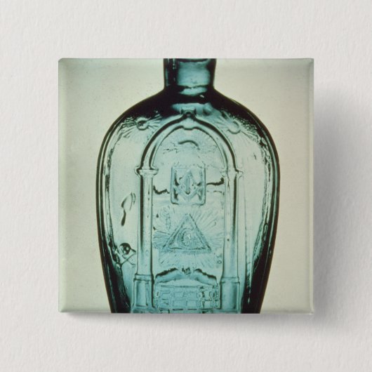 Moudgeblazen masonische kolf vierkante button 5,1 cm (Voorkant)