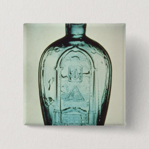 Moudgeblazen masonische kolf vierkante button 5,1 cm