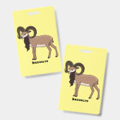 Mouflon geit illustratie badge (Voor- en achterkant)