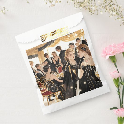 Moulin rouge-stijl, zwart en goud, rijke luxe bedankzakje (Gezegeld)