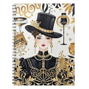 Moulin rouge stijl, zwart en goud, Rijke luxe Notitieboek