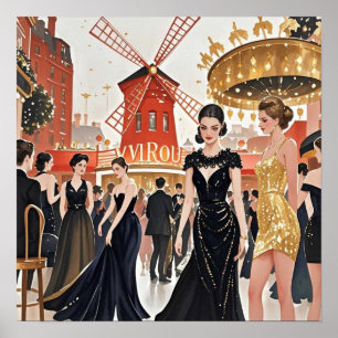 Moulin rouge stijl, zwart en goud, Rijke luxe Poster