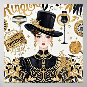 Moulin rouge stijl, zwart en goud, Rijke luxe Poster