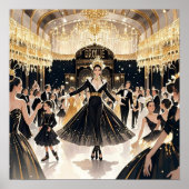 Moulin rouge stijl, zwart en goud, Rijke luxe Poster (Voorkant)