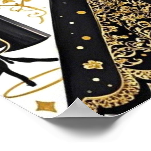 Moulin rouge stijl, zwart en goud, Rijke luxe Poster (Hoek)