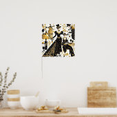 Moulin rouge stijl, zwart en goud, Rijke luxe Poster (Keuken)