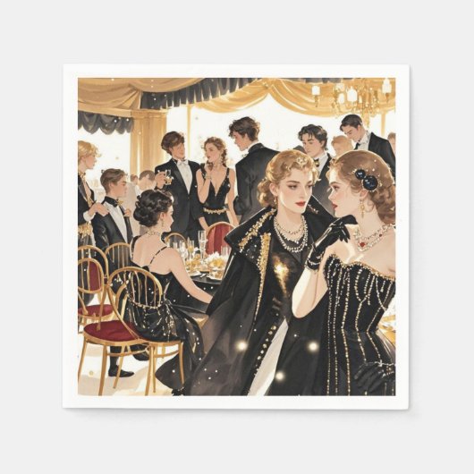 Moulin rouge stijl, zwart en goud, Rijke luxe Servet (Voorkant)