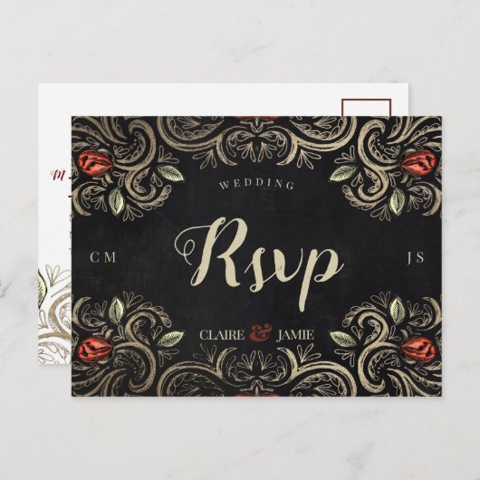 Mouline Rouge Dark en Moody rsvp Briefkaart (Voorkant / Achterkant)