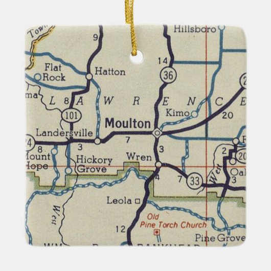 Moulton AL Map Keramisch Ornament (Voorkant)