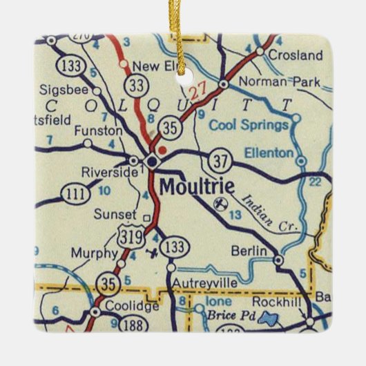 Moultrie GA  kaart Keramisch Ornament (Voorkant)